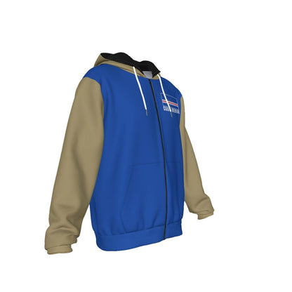 Cabo Verde (Cape Verde) Unisex Football Fan Zip Hoodie Front Right