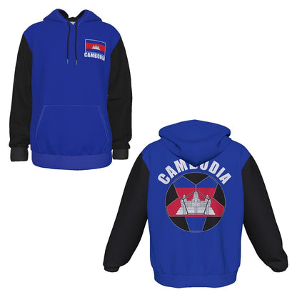 Cambodia Unisex Football Fan Pullover Hoodie Front and Back