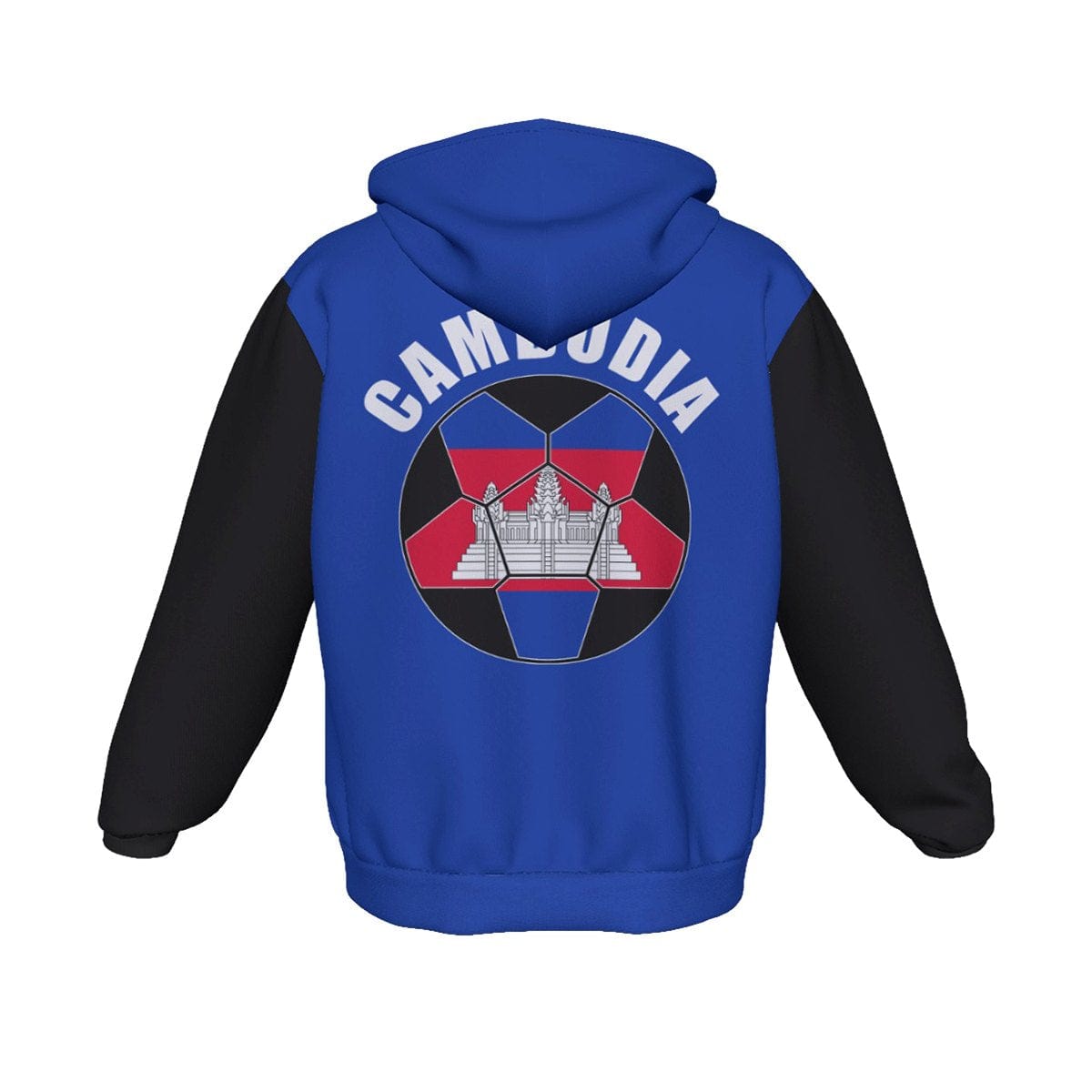 Cambodia Unisex Football Fan Zip Hoodie Back