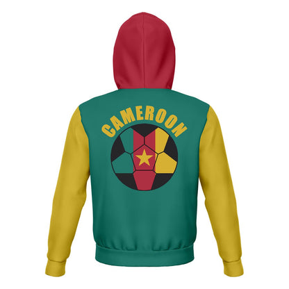 Cameroon Unisex Football Fan Pullover Hoodie Back with Hood Up