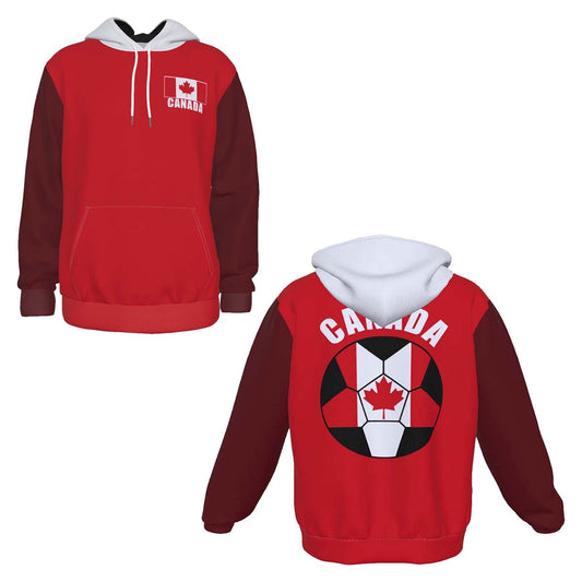 Canada Unisex Football Fan Pullover Hoodie Front and Back