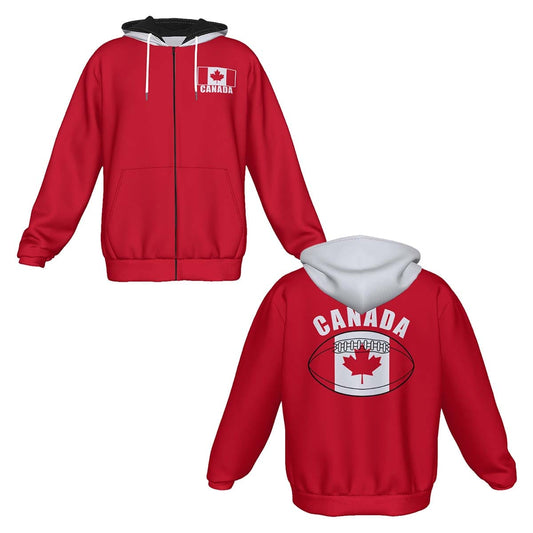 Canada Unisex Rugby Fan Zip Hoodie Front and Back