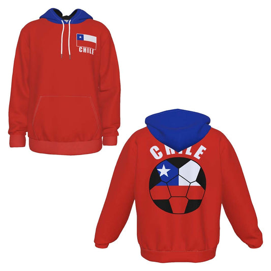 Chile Unisex Football Fan Pullover Hoodie Front and Back