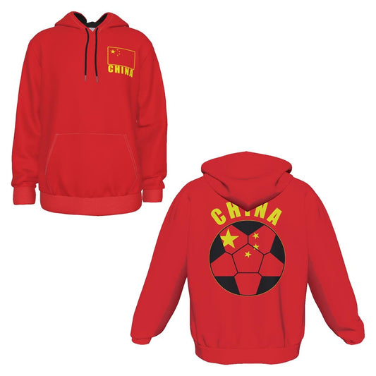 China Unisex Football Fan Pullover Hoodie Front and Back