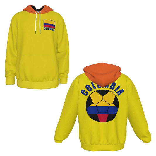 Colombia Unisex Football Fan Pullover Hoodie Front and Back