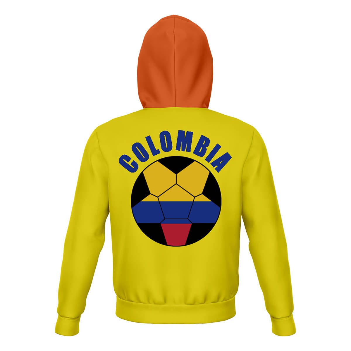 Colombia Unisex Football Fan Zip Hoodie Back with Hood Up