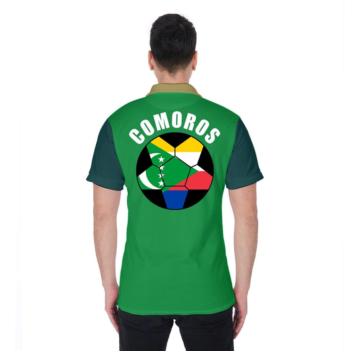 Comoros Unisex Football Fan Polo Shirt Back