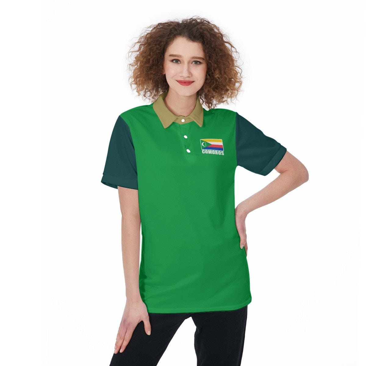 Comoros Unisex Football Fan Polo Shirt Front