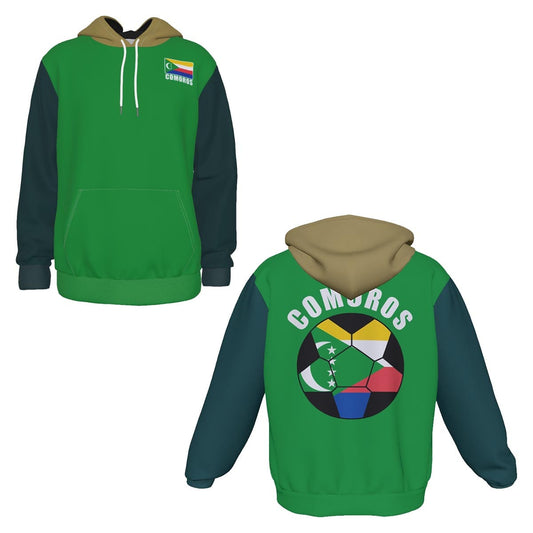 Comoros Unisex Football Fan Pullover Hoodie Front and Back