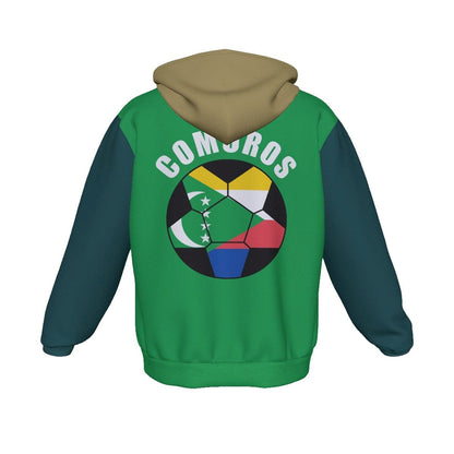 Comoros Unisex Football Fan Zip Hoodie Back