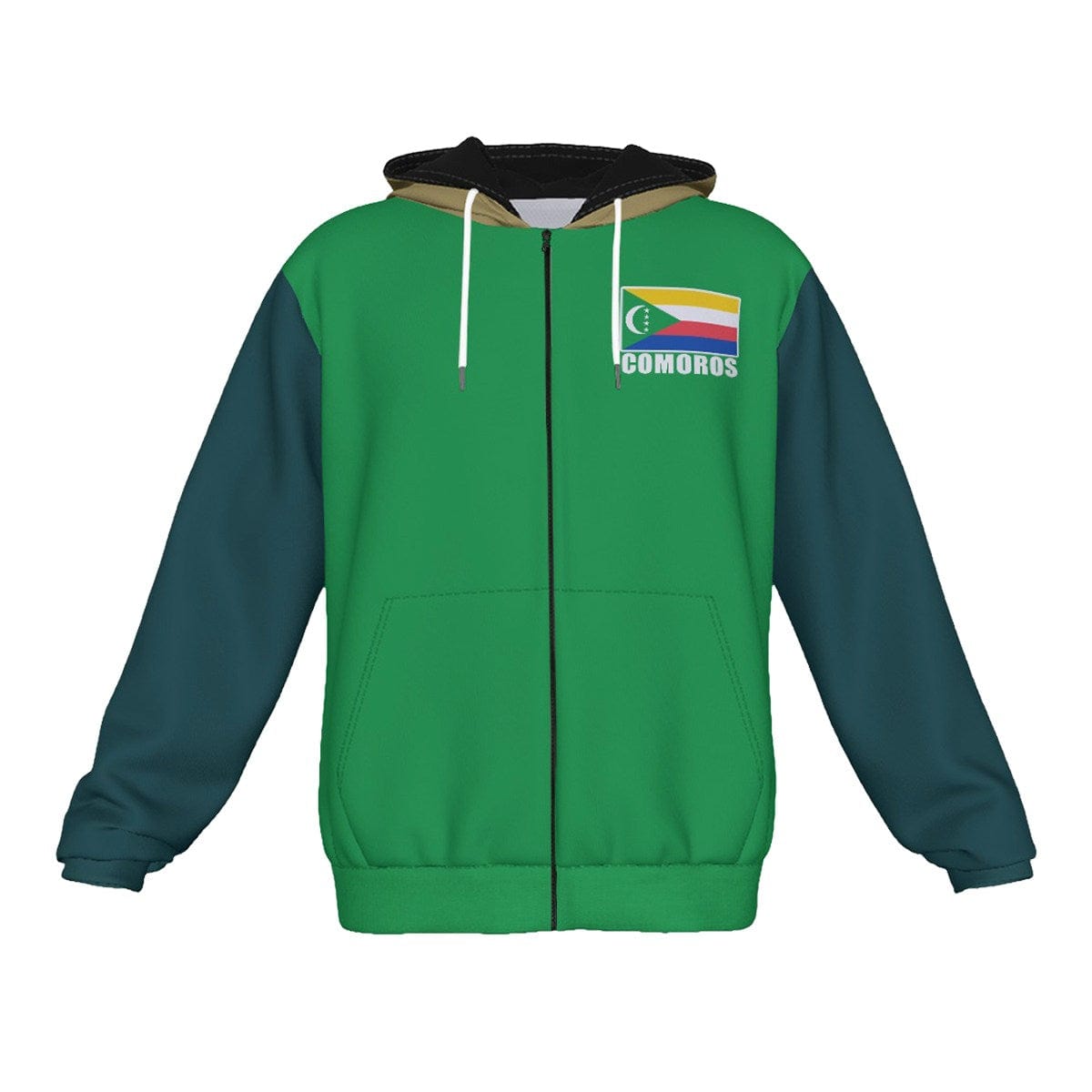 Comoros Unisex Football Fan Zip Hoodie Front