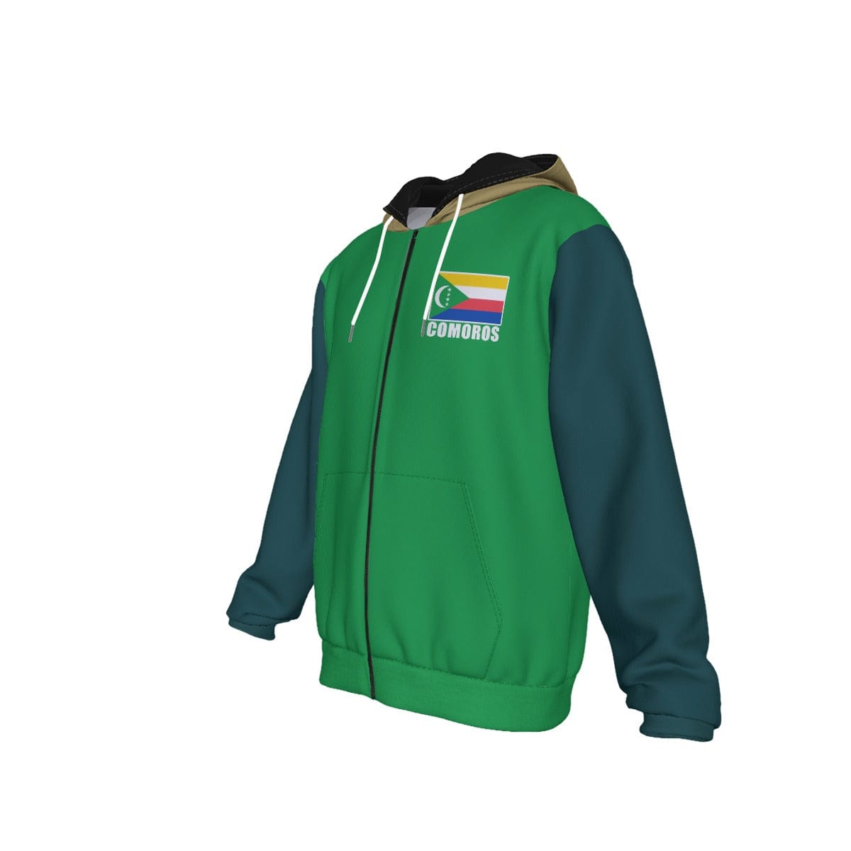 Comoros Unisex Football Fan Zip Hoodie Front Left