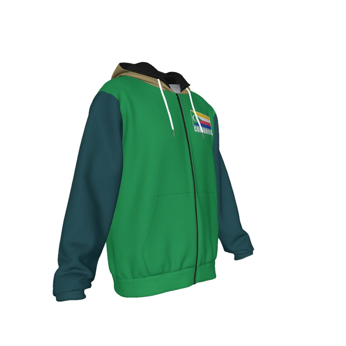 Comoros Unisex Football Fan Zip Hoodie Front Right