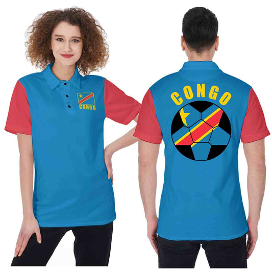 Congo Unisex Football Fan Polo Shirt Front and Back