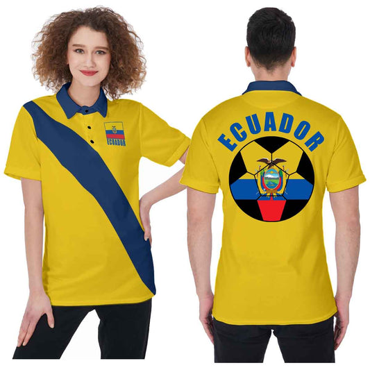 Ecuador Unisex Football Fan Polo Shirt Front and Back