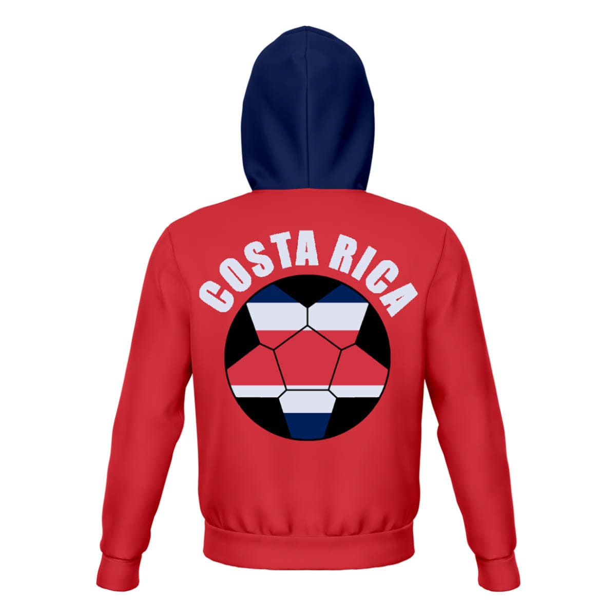 Costa Rica Unisex Football Fan Zip Hoodie with Back Hood Up