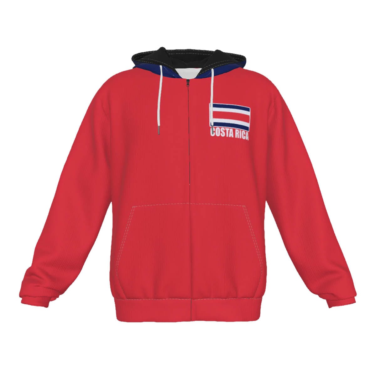 Costa Rica Unisex Football Fan Zip Hoodie Front