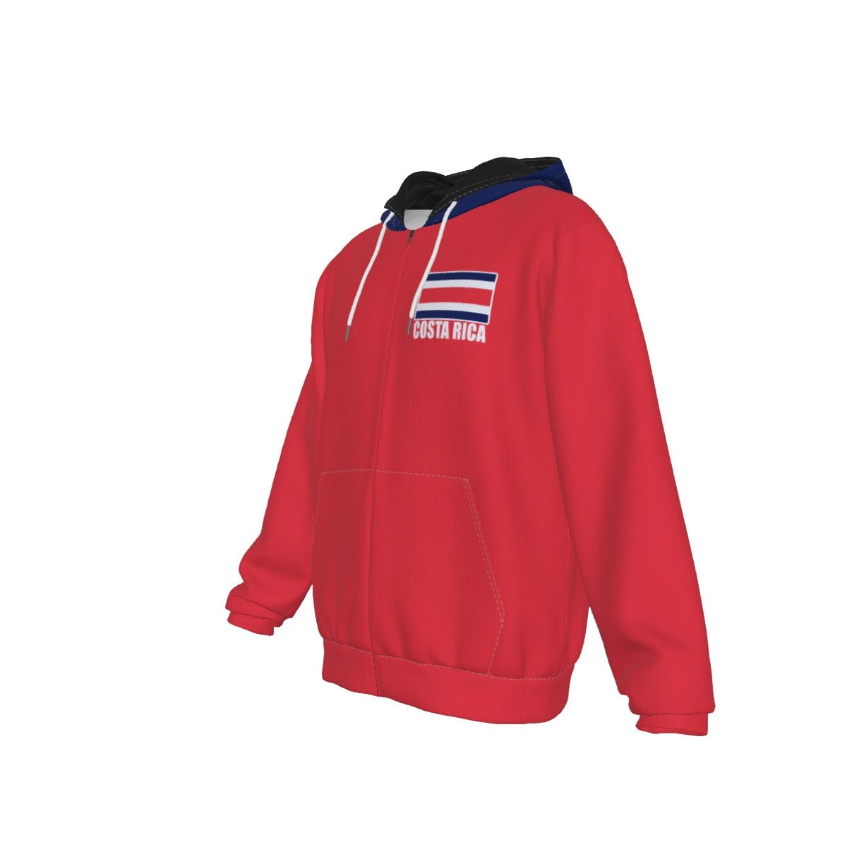 Costa Rica Unisex Football Fan Zip Hoodie Front Left