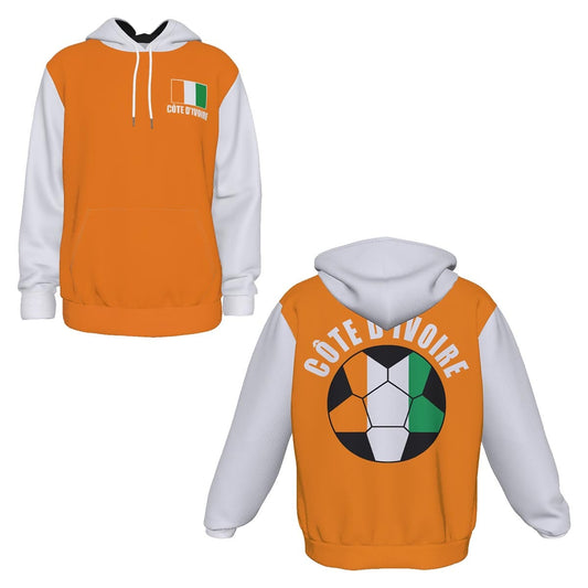 Côte D’Ivoire (Ivory Coast) Unisex Football Fan Pullover Hoodie Front and Back