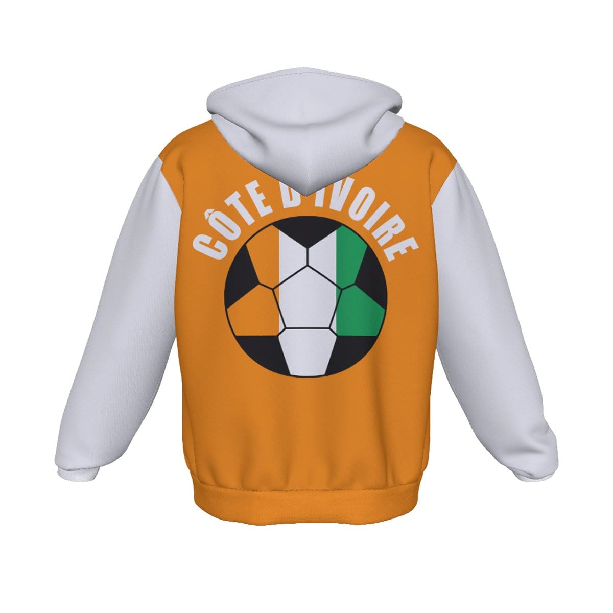 Côte D’Ivoire (Ivory Coast) Unisex Football Fan Zip Hoodie Back