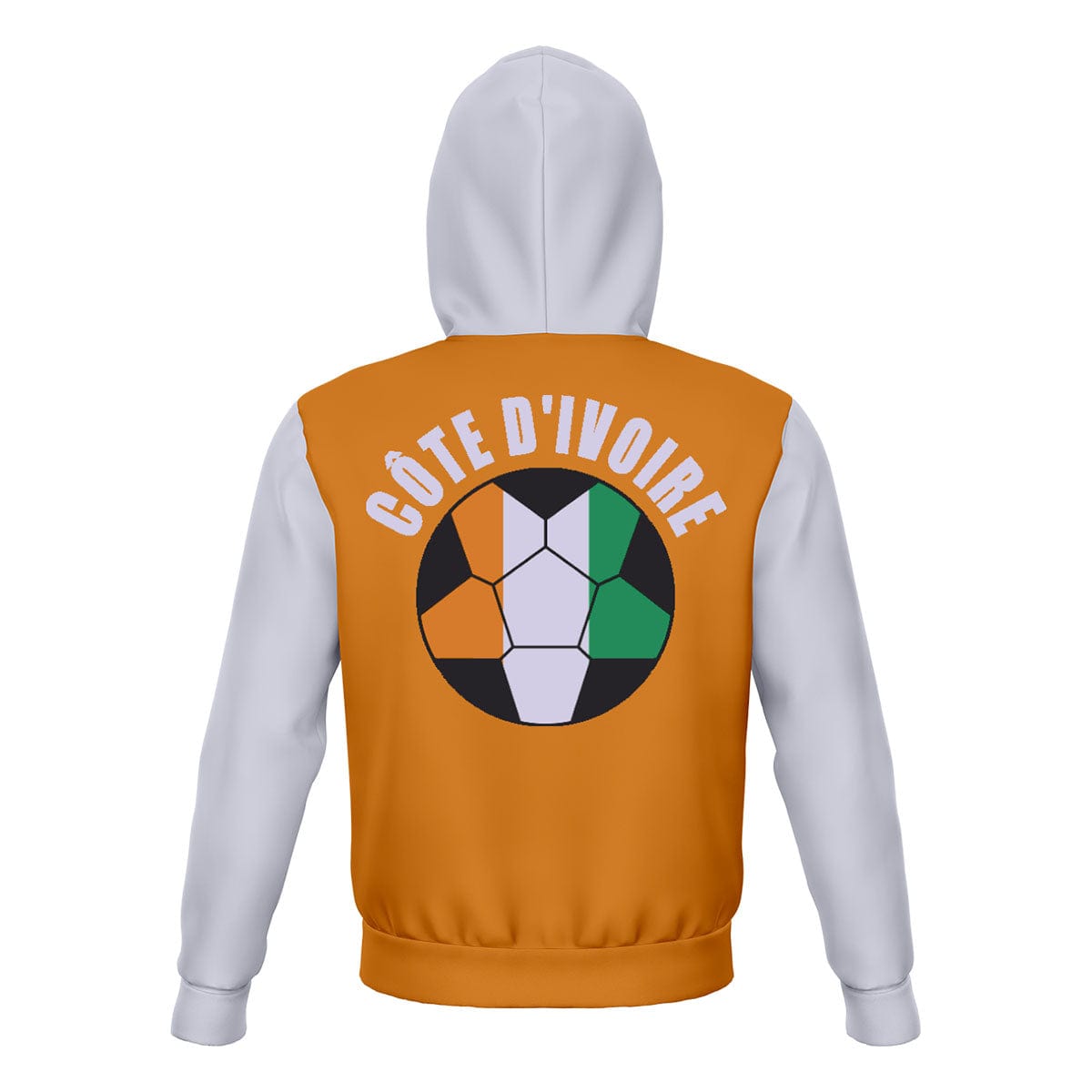 Côte D’Ivoire (Ivory Coast) Unisex Football Fan Zip Hoodie Back with Hood Up