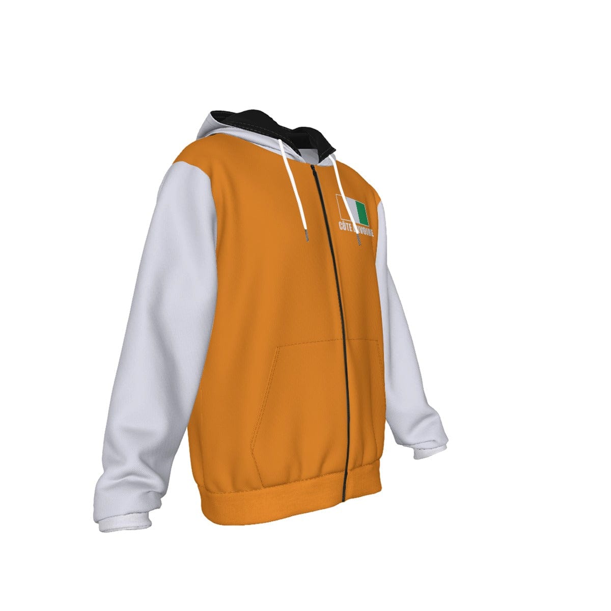 Côte D’Ivoire (Ivory Coast) Unisex Football Fan Zip Hoodie Front Right