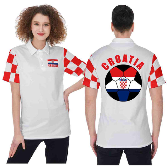 Croatia Unisex Football Fan Polo Shirt Front and Back