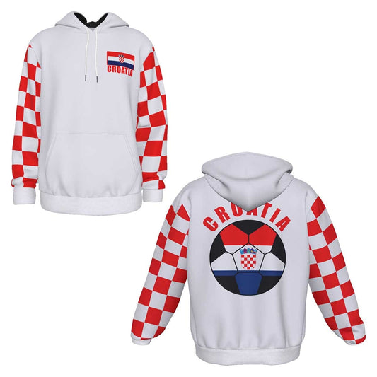 Croatia Unisex Football Fan Pullover Hoodie Front and Back