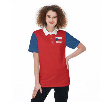 Czechia (Czech Republic) Unisex Football Fan Polo Shirt Front