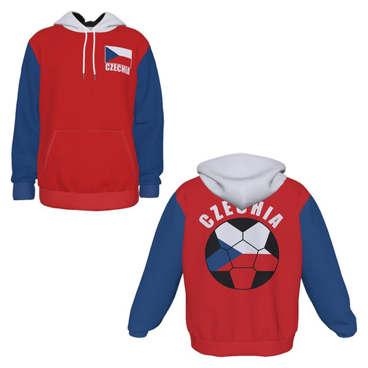 Czechia (Czech Republic)  Unisex Football Fan Pullover Hoodie Front and Back