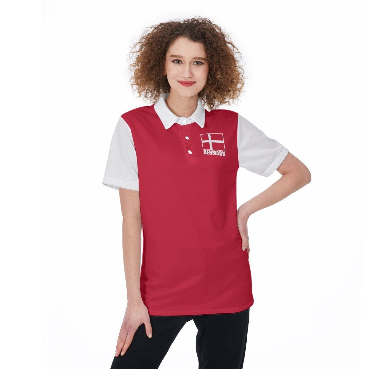 Denmark Unisex Football Fan Polo Shirt Front