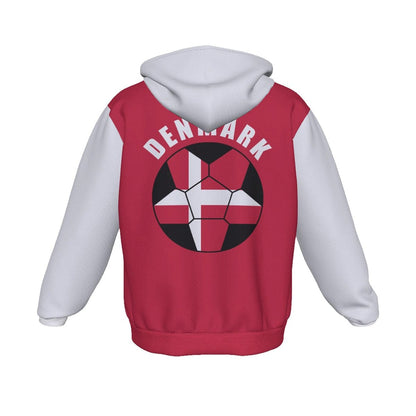 Denmark Unisex Football Fan Zip Hoodie Back