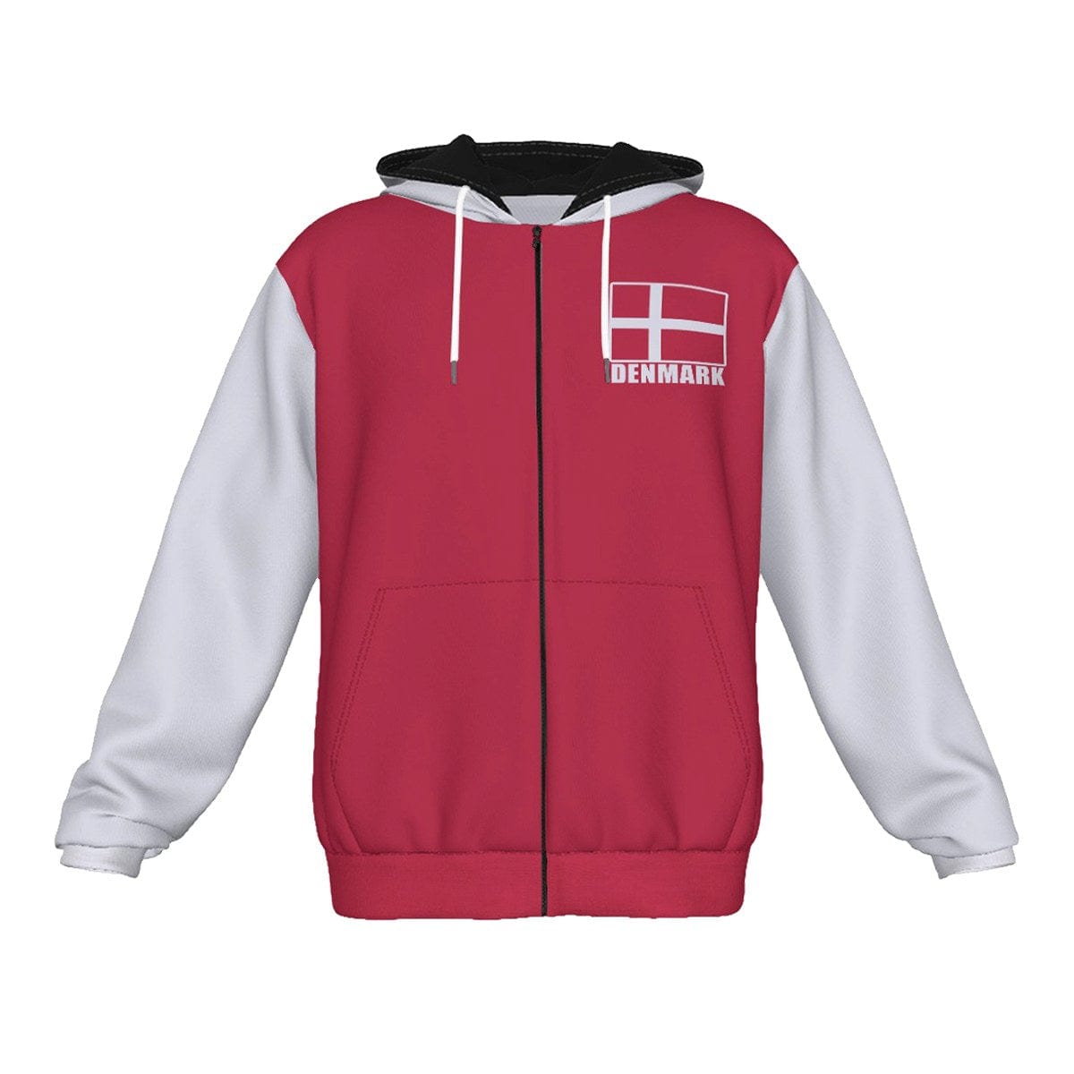 Denmark Unisex Football Fan Zip Hoodie Front