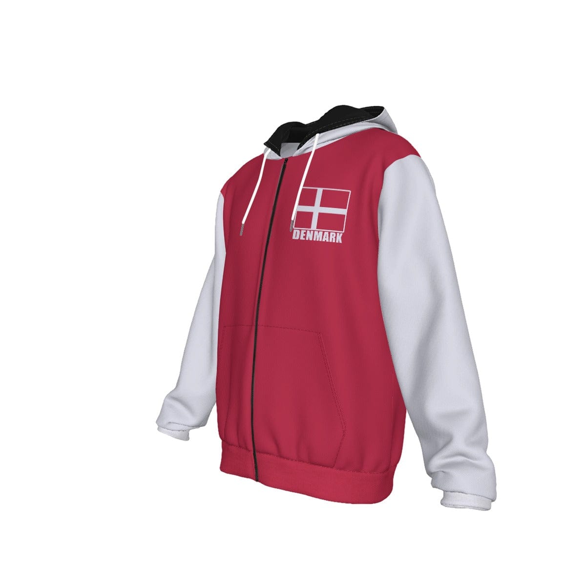 Denmark Unisex Football Fan Zip Hoodie Front Left