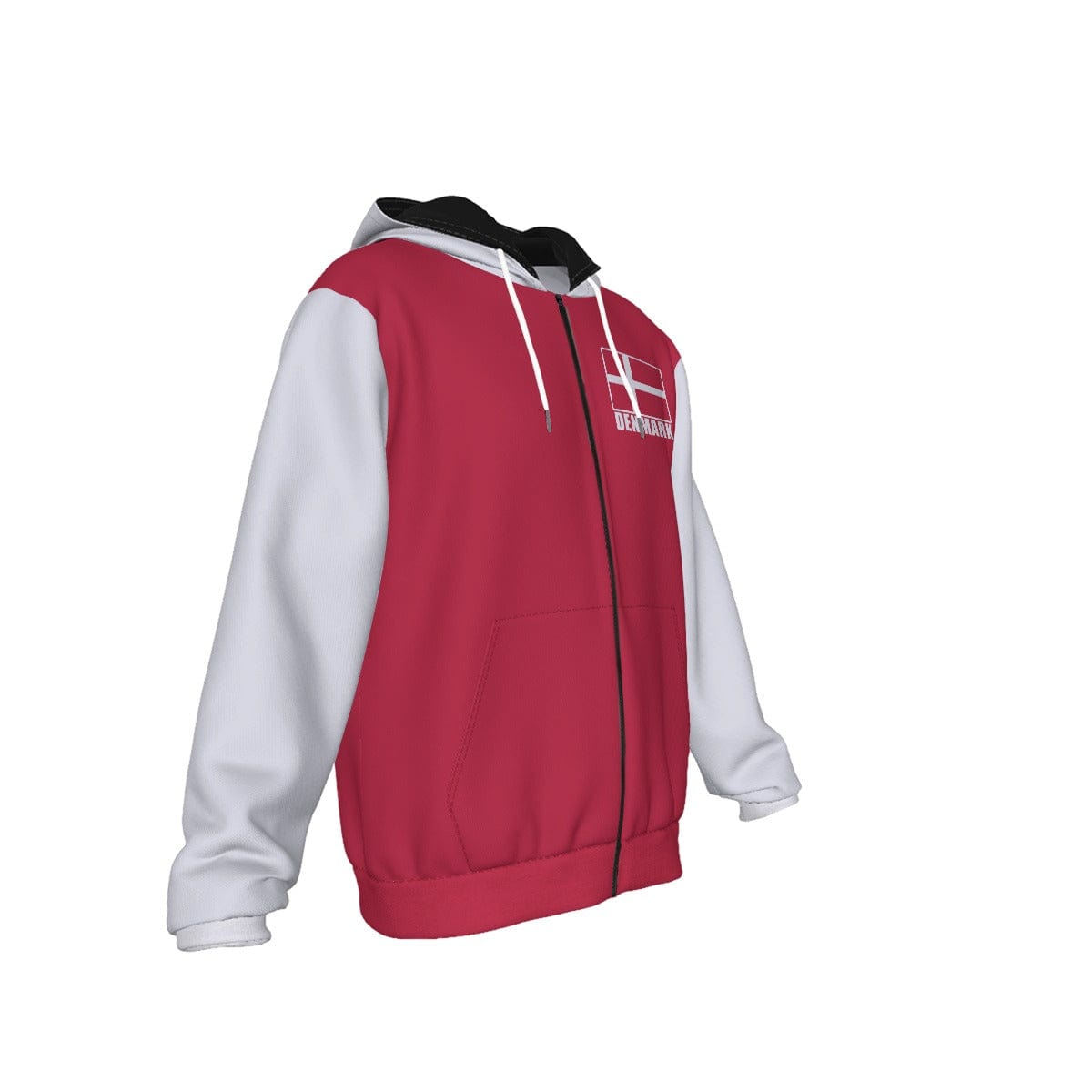 Denmark Unisex Football Fan Zip Hoodie Front Right