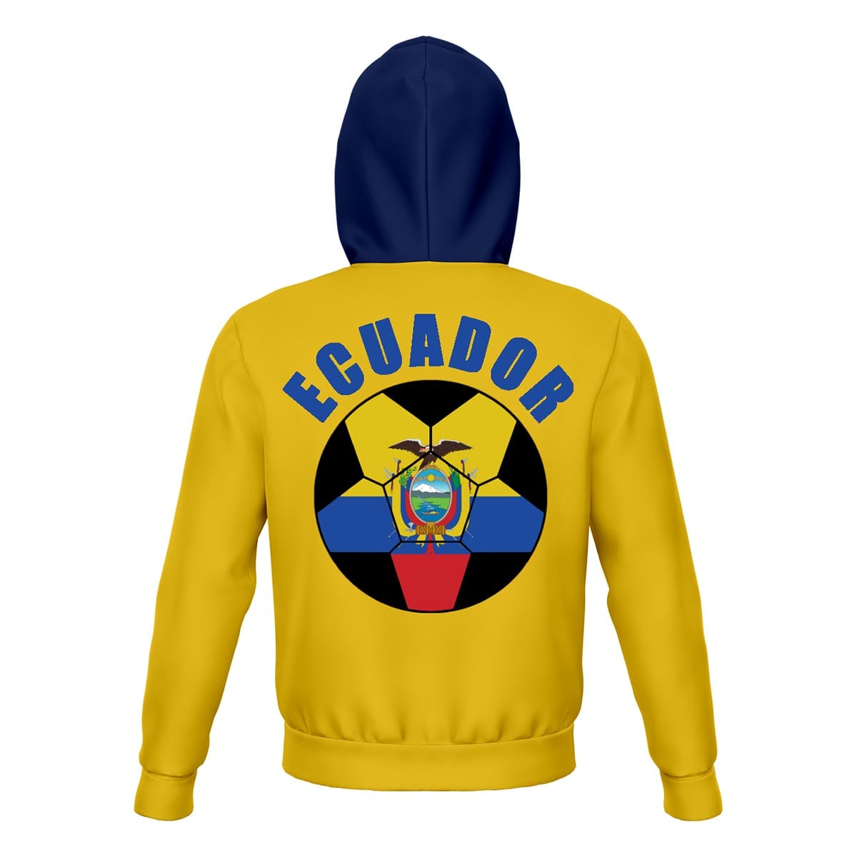 Ecuador Unisex Football Fan Pullover Hoodie Back with Hood Up