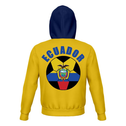 Ecuador Unisex Football Fan Pullover Hoodie Back with Hood Up