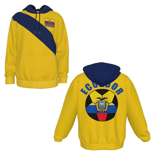 Ecuador Unisex Football Fan Pullover Hoodie Front and Back