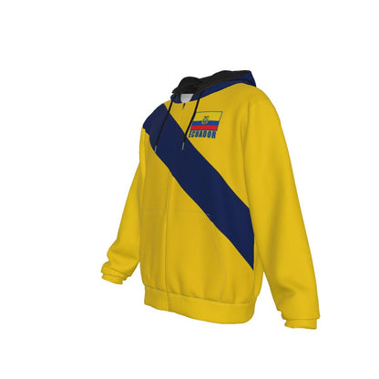 Ecuador Unisex Football Fan Zip Hoodie Front Left