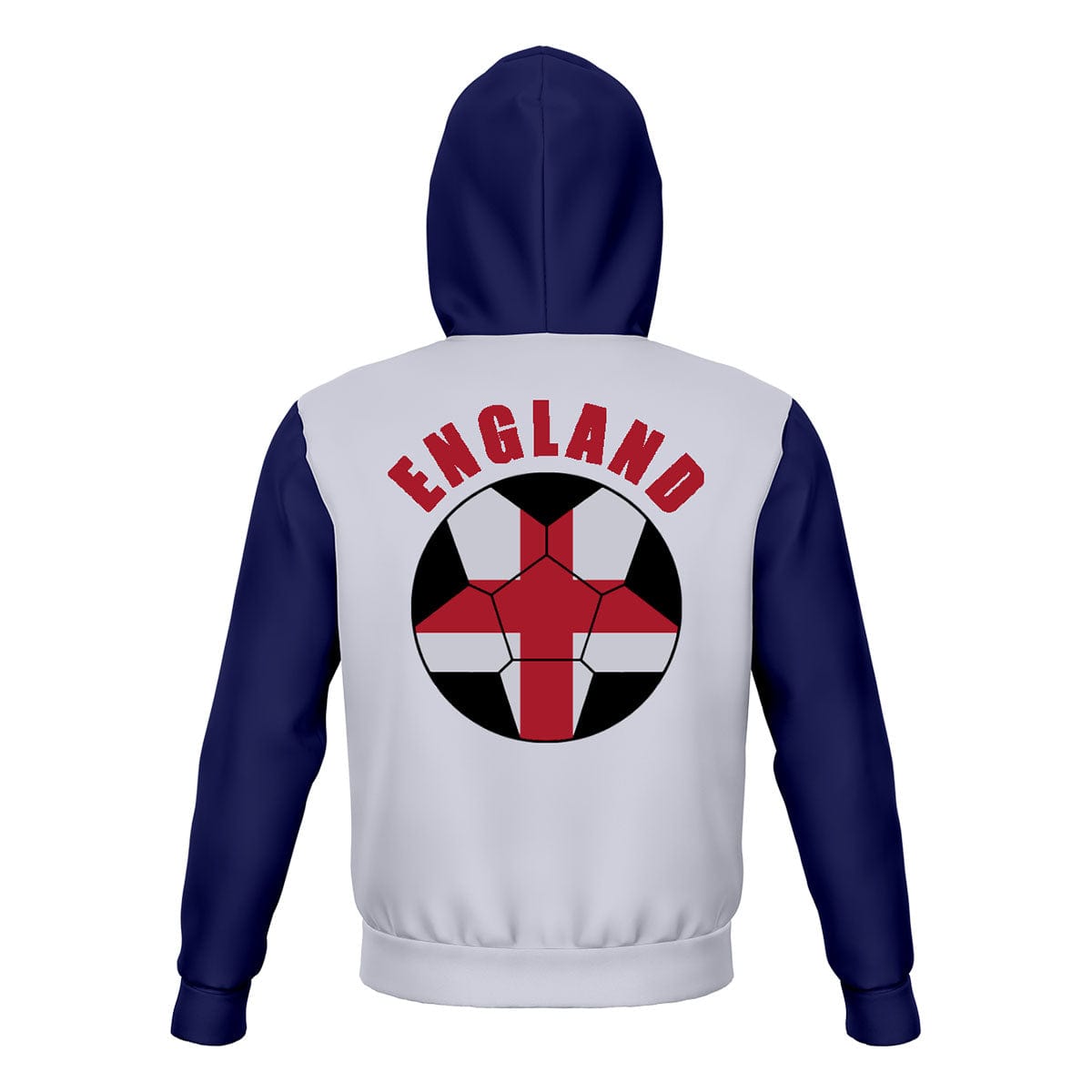 England Unisex Football Fan Pullover Hoodie Back with Hood Up