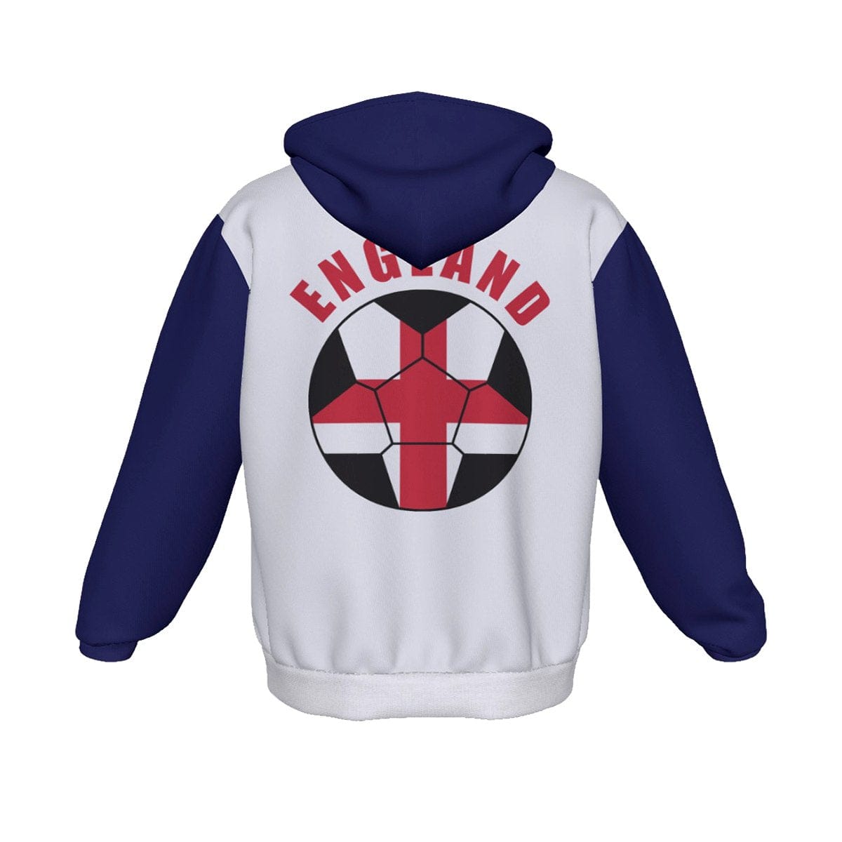 England Unisex Football Fan Zip Hoodie Back