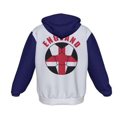 England Unisex Football Fan Zip Hoodie Back