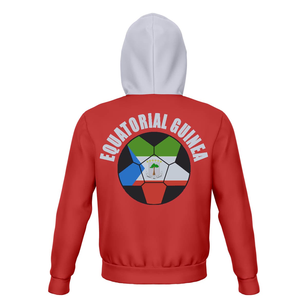 Equatorial Guinea Unisex Football Fan Pullover Hoodie Back with Hood Up