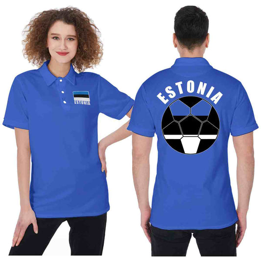 Estonia Unisex Football Fan Polo Shirt Front and Back