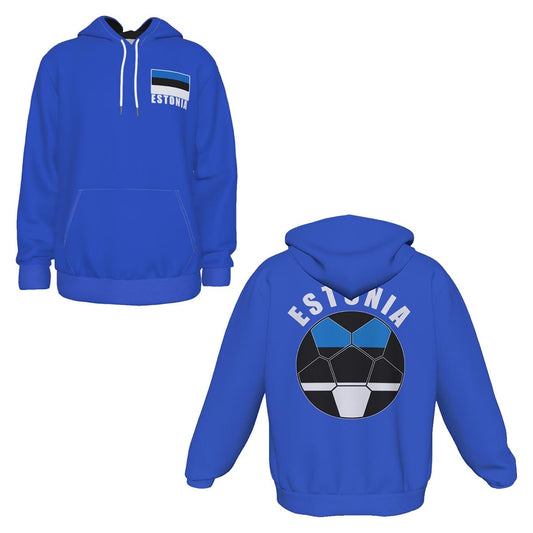 Estonia Unisex Football Fan Pullover Hoodie Front and Back