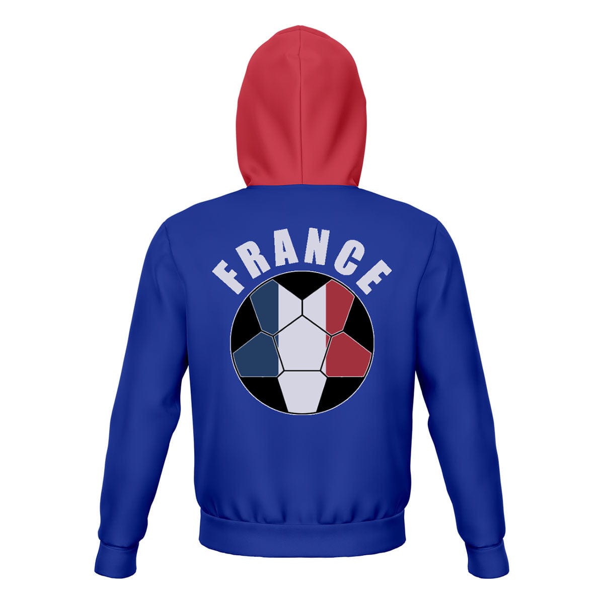 France Unisex Football Fan Pullover Hoodie Back with Hood Up