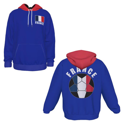 France Unisex Football Fan Pullover Hoodie Front and Back