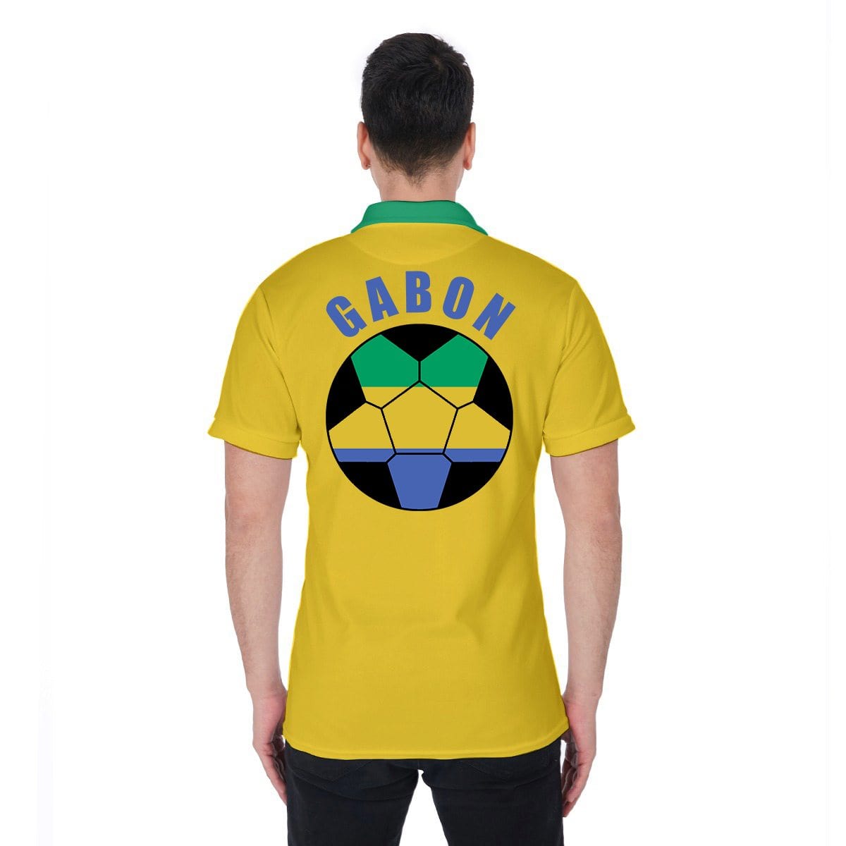 Gabon Unisex Football Fan Polo Shirt Back