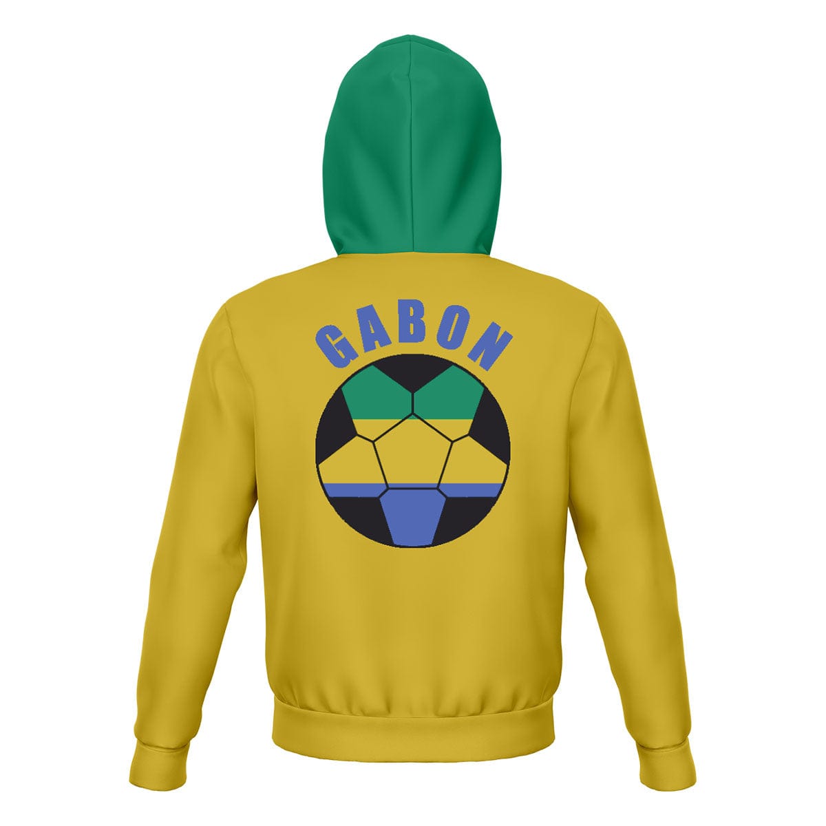 Gabon Unisex Football Fan Pullover Hoodie Back with Hood Up