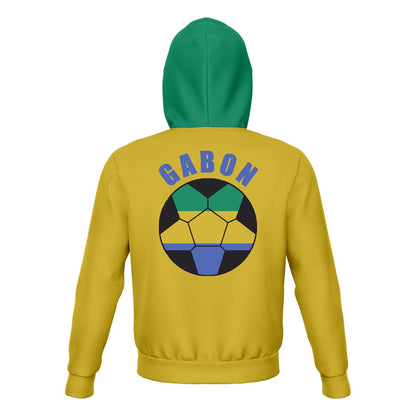 Gabon Unisex Football Fan Zip Hoodie Back with Hood Up